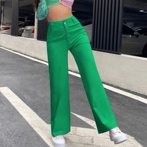 SHEIN GREEN WIDE LEG PANTS SIZE US 4